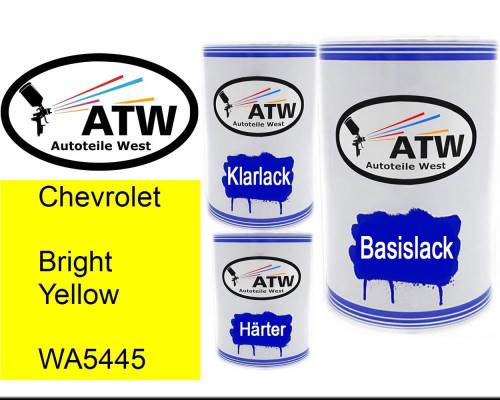 Chevrolet, Bright Yellow, WA5445: 500ml Lackdose + 500ml Klarlack + 250ml Härter - Set, von ATW Autoteile West.